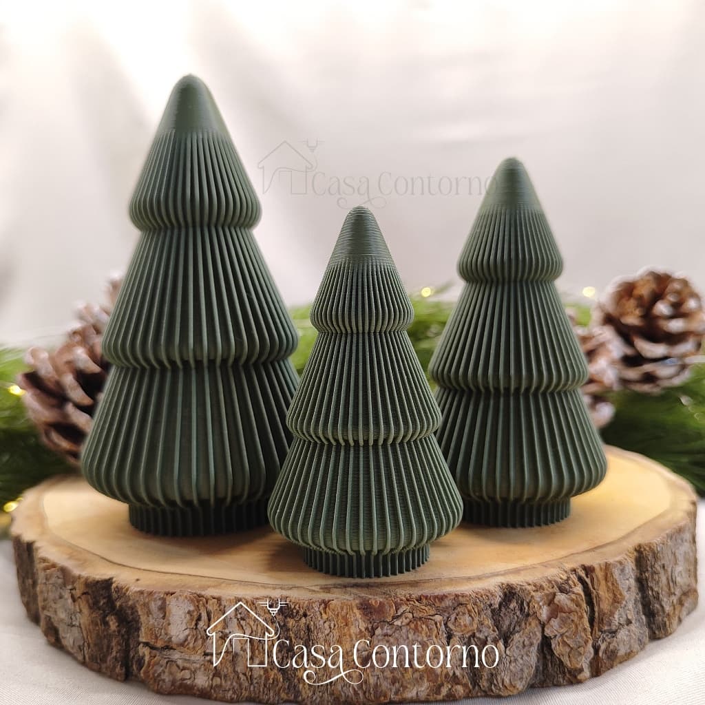 Trio de Mini Árvores de Natal Pinheiros Decorativos Delicados e Modernos