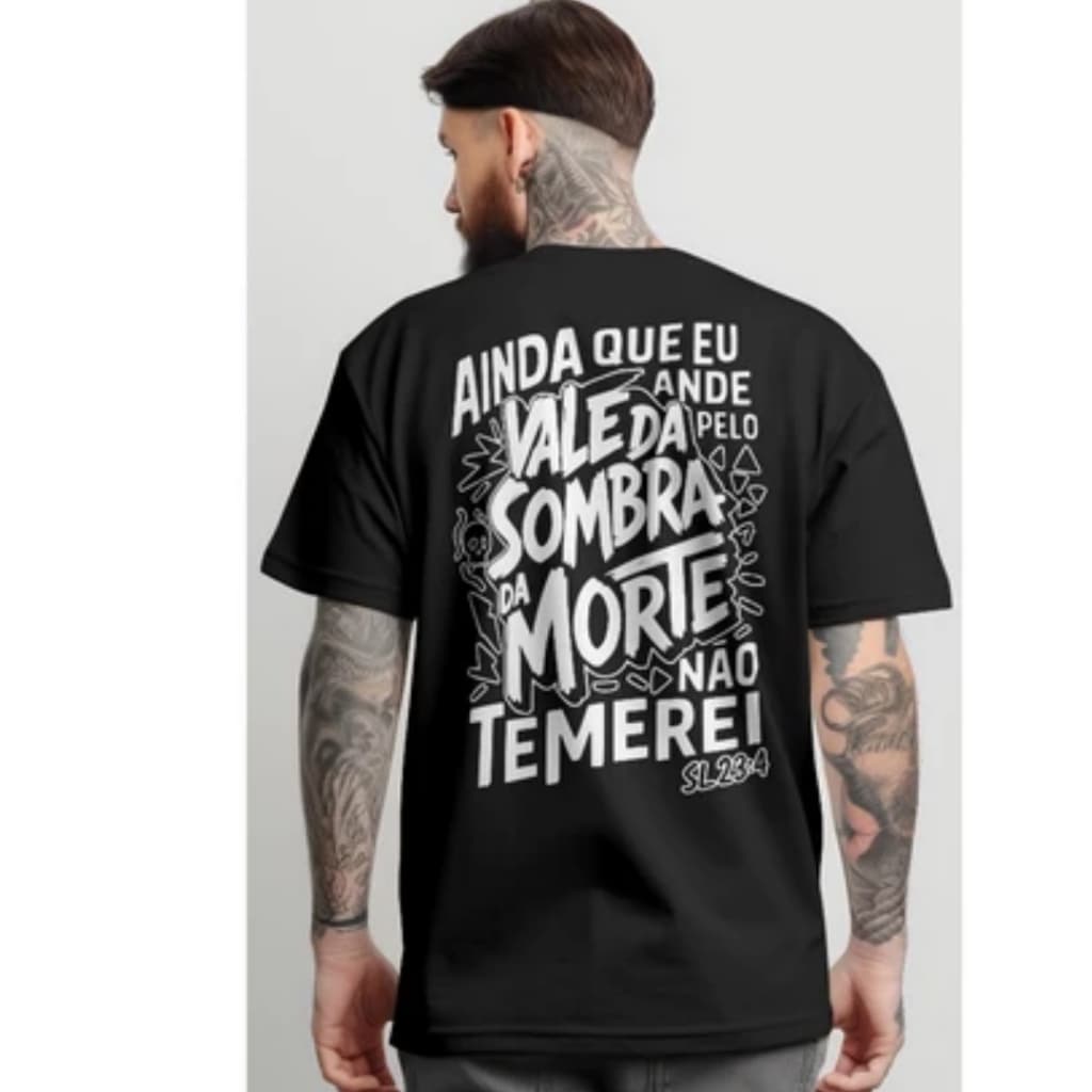 Camiseta Oversized Streetwear Não Temas Vale da Sombra Camisa 100% Algodão Premium