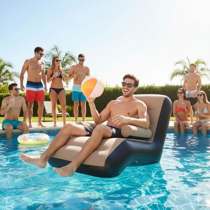 Espreguicadeira Inflavel Piscina Praia Portatil Confortavel Reclinavel Resistente