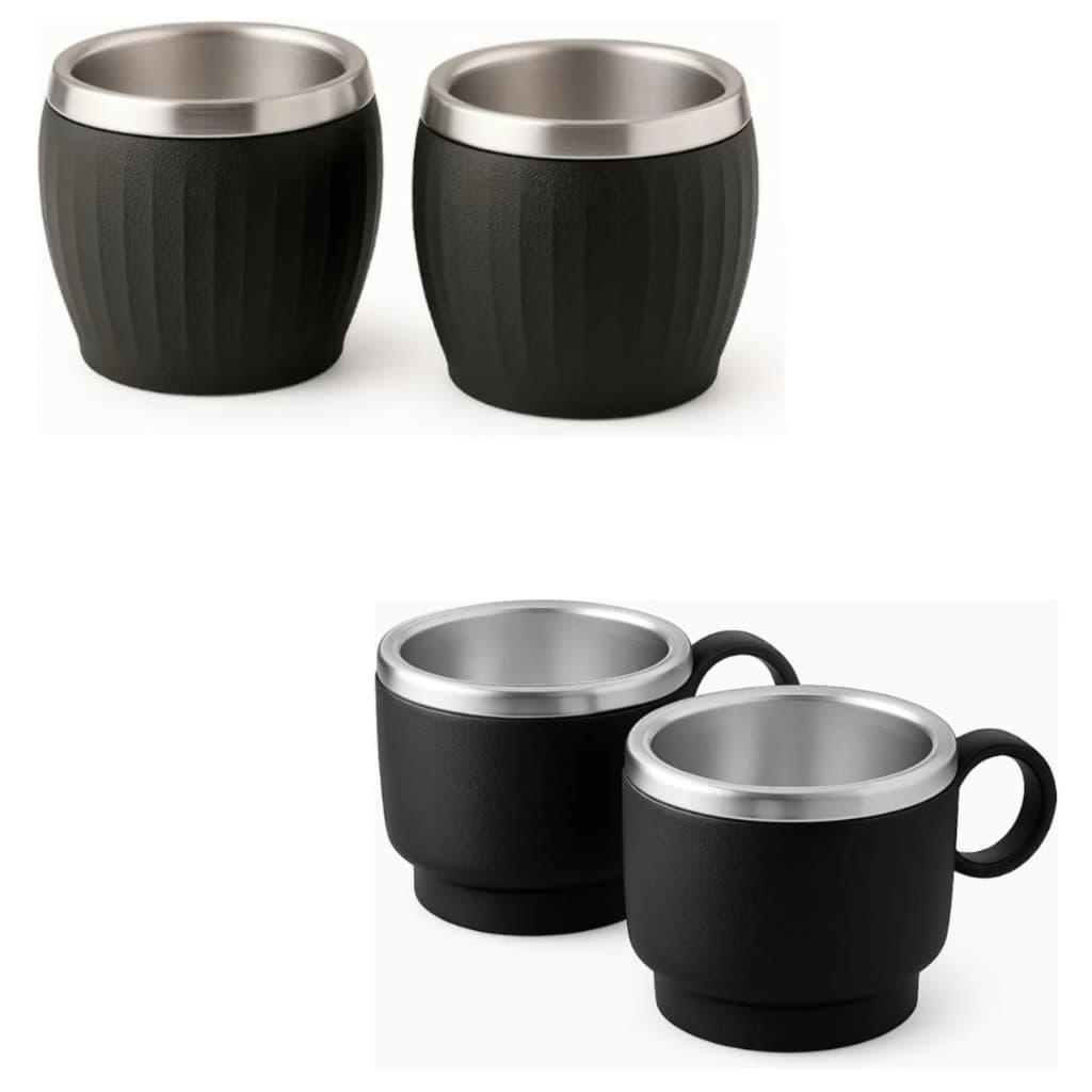 Conjunto De 2 Xícaras Tramontina Aço Inox 80ml Preto Basico