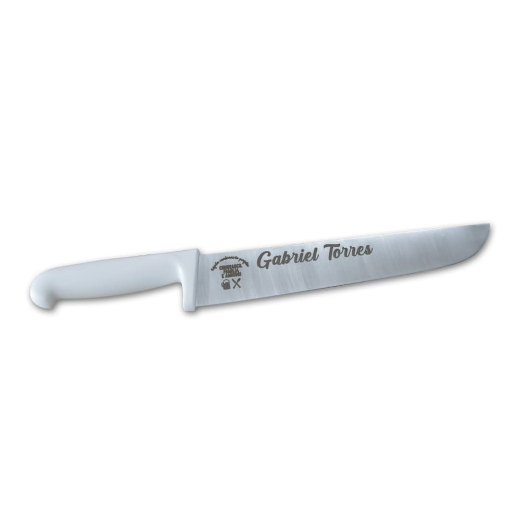 Faca para Churrasco Açougue Cabo Branco Inox Personalizada Logo Nome Permanente
