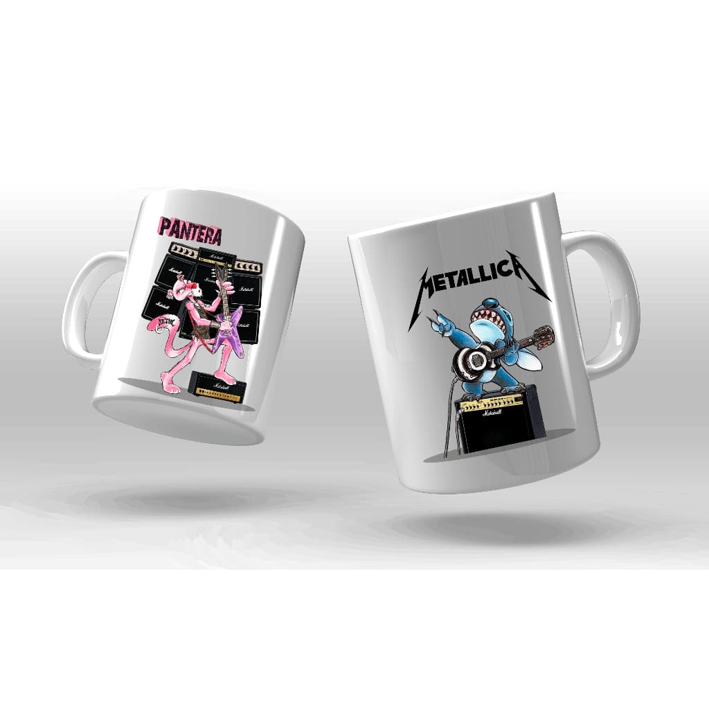 Caneca Personalizada Stitch Metalica Pantera rock metallica 350ml envio imediato