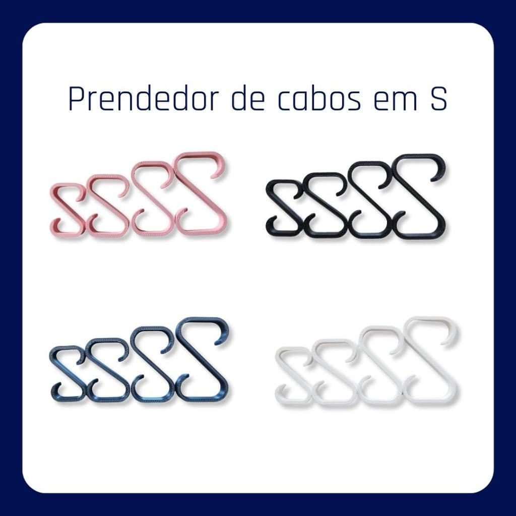 Prendedor de Cabos em S - Kit com 4 peças - Escolha sua cor