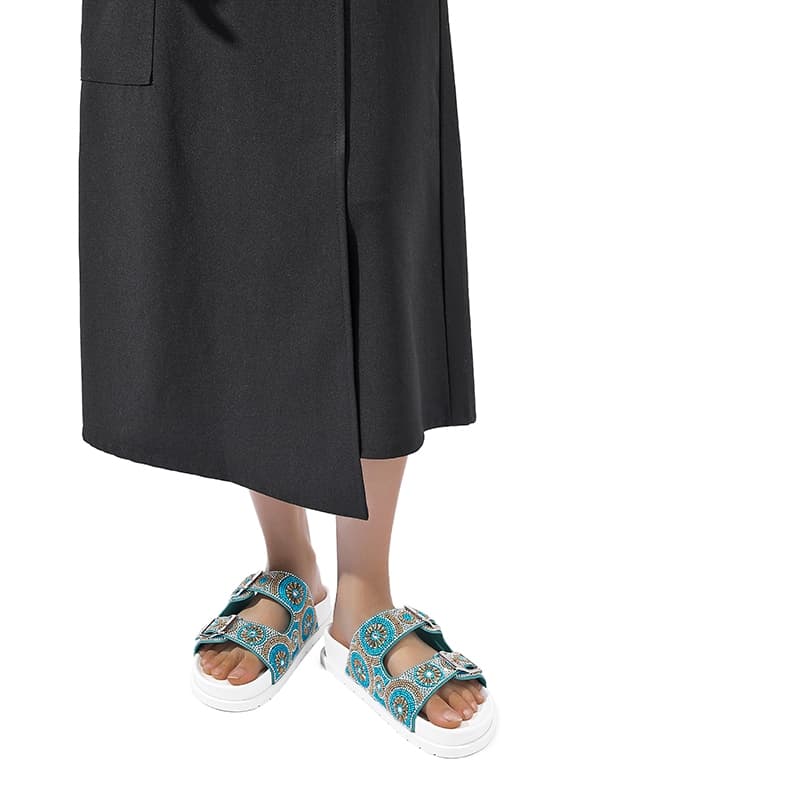 Sandálias Birken femininas com strass brilhantes macias e confortáveis