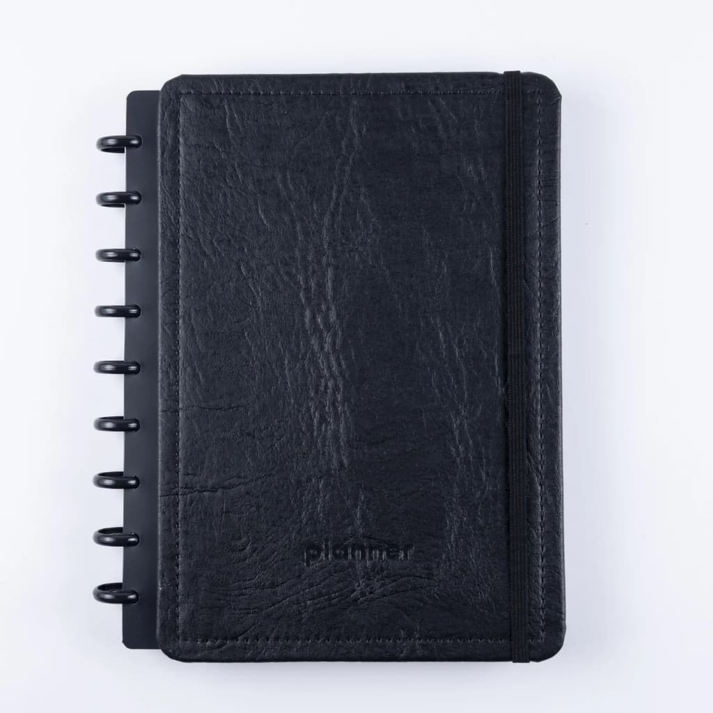 Caderno Planner Disko Couro Black M