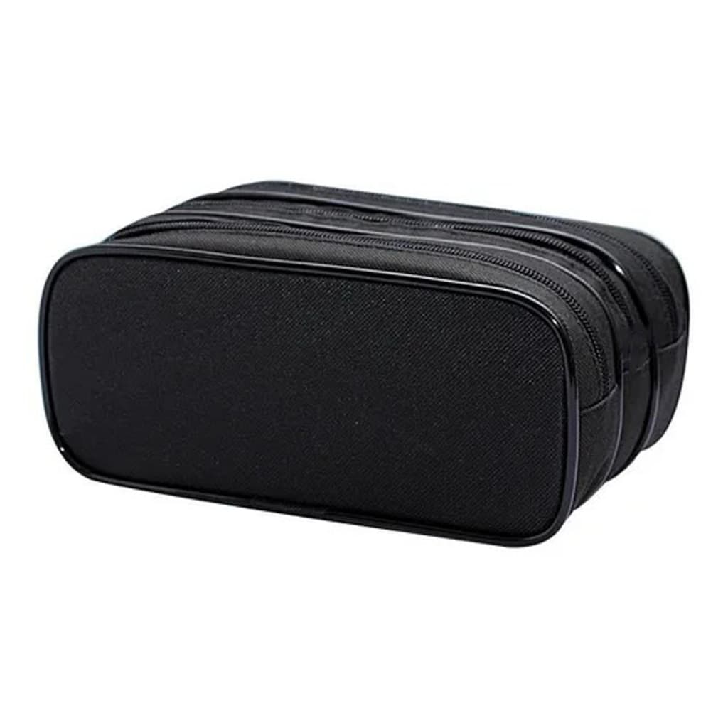 Estojo Escolar Triplo com 3 Zíperes Liso Azul Vermelho Preto Cinza