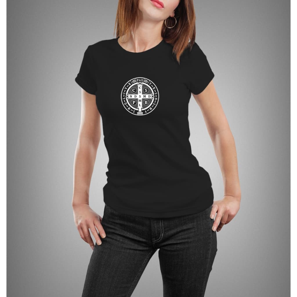 Camiseta Algodão Babylook MEDALHA DE SÃO BENTO escolha a sua