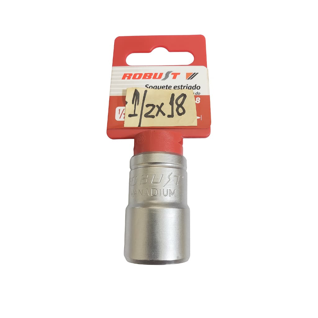 Chave Soquete Robust Encaixe 1/2" x 18 mm Estriado Cromo Vanádio