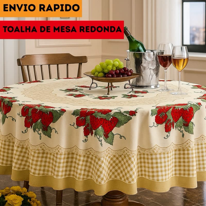 Kit 2 Toalhas De Mesa Redonda 4 Lugares 1,40m Ø - Premium Varias Estampas e Cores Luxo Estampada