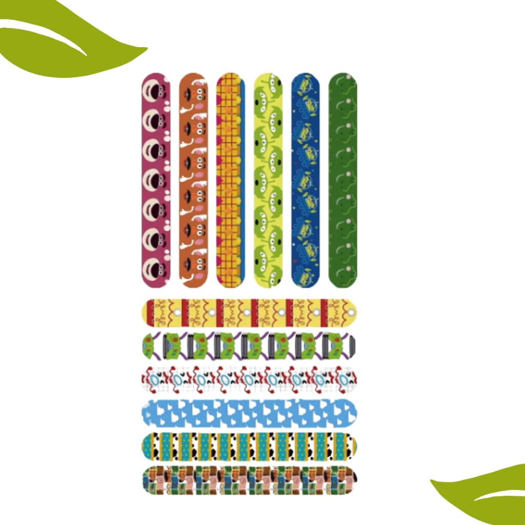 Kit 16x Pulseiras Toy Story Bracelete Bate Enrola Multicor