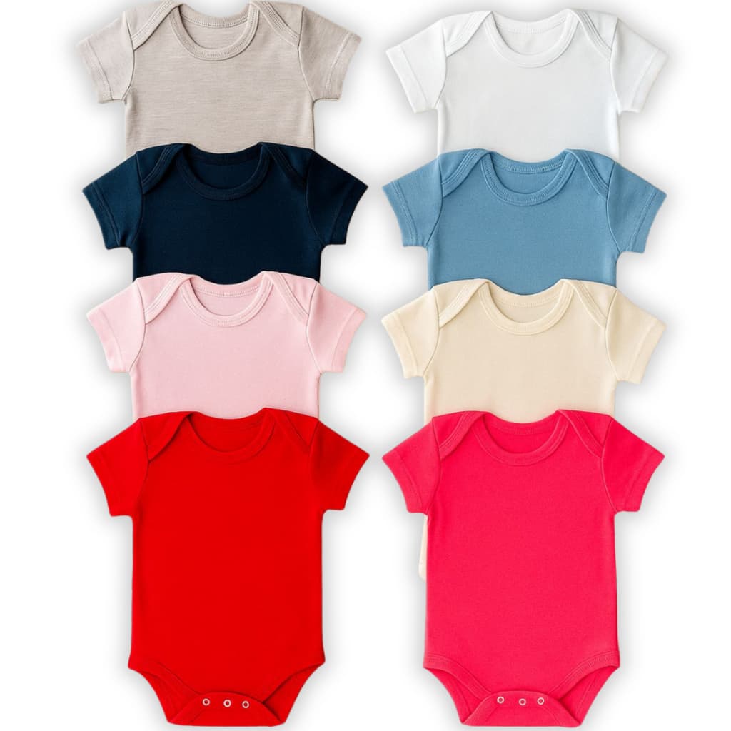 Kit 4 Peças Body Malha Bebe Manga Curta Liso 100% Algodão