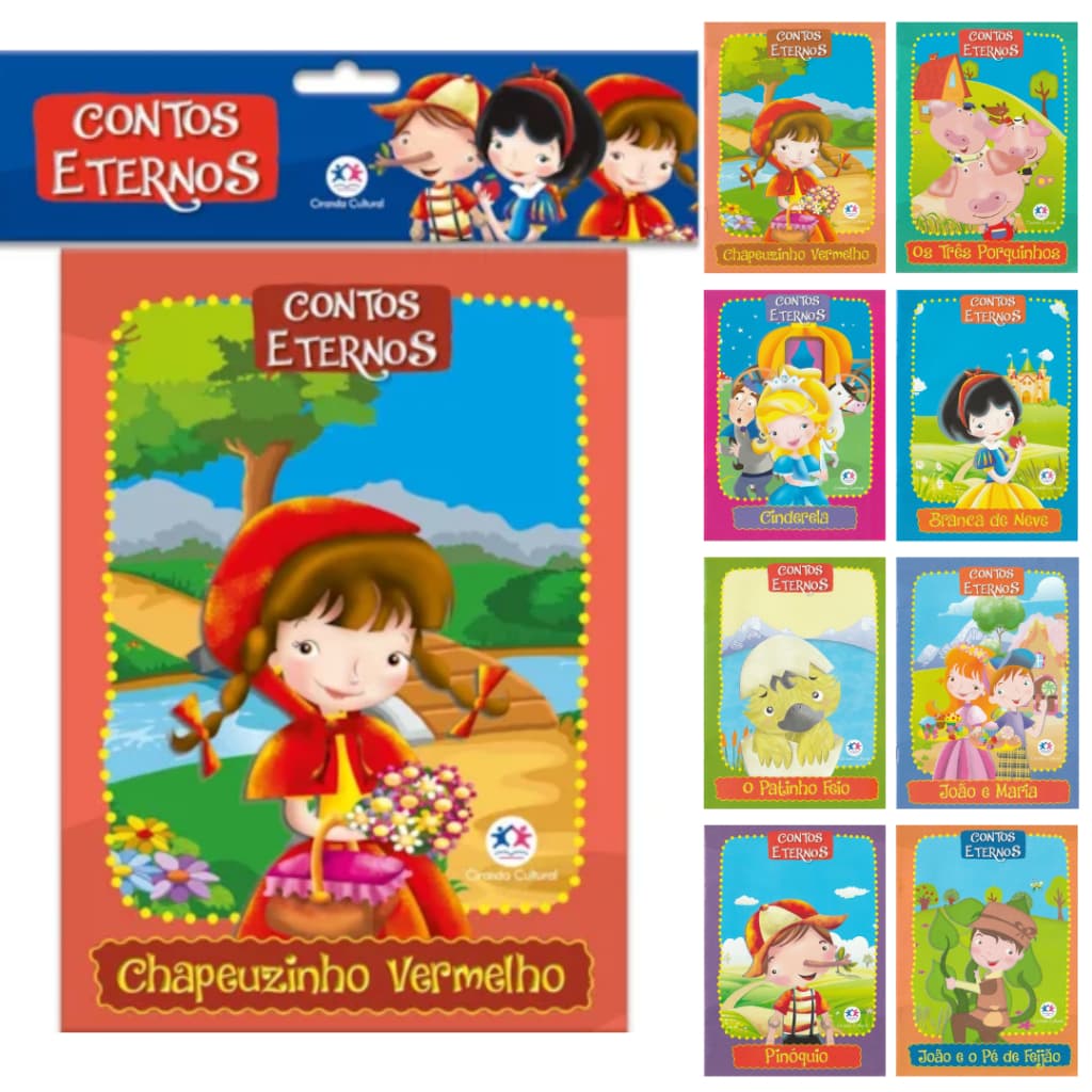 Kit 8 Livros Infantis Clássicos Ilustrados Contos Criança Leitura Presente Embalagem Econômica