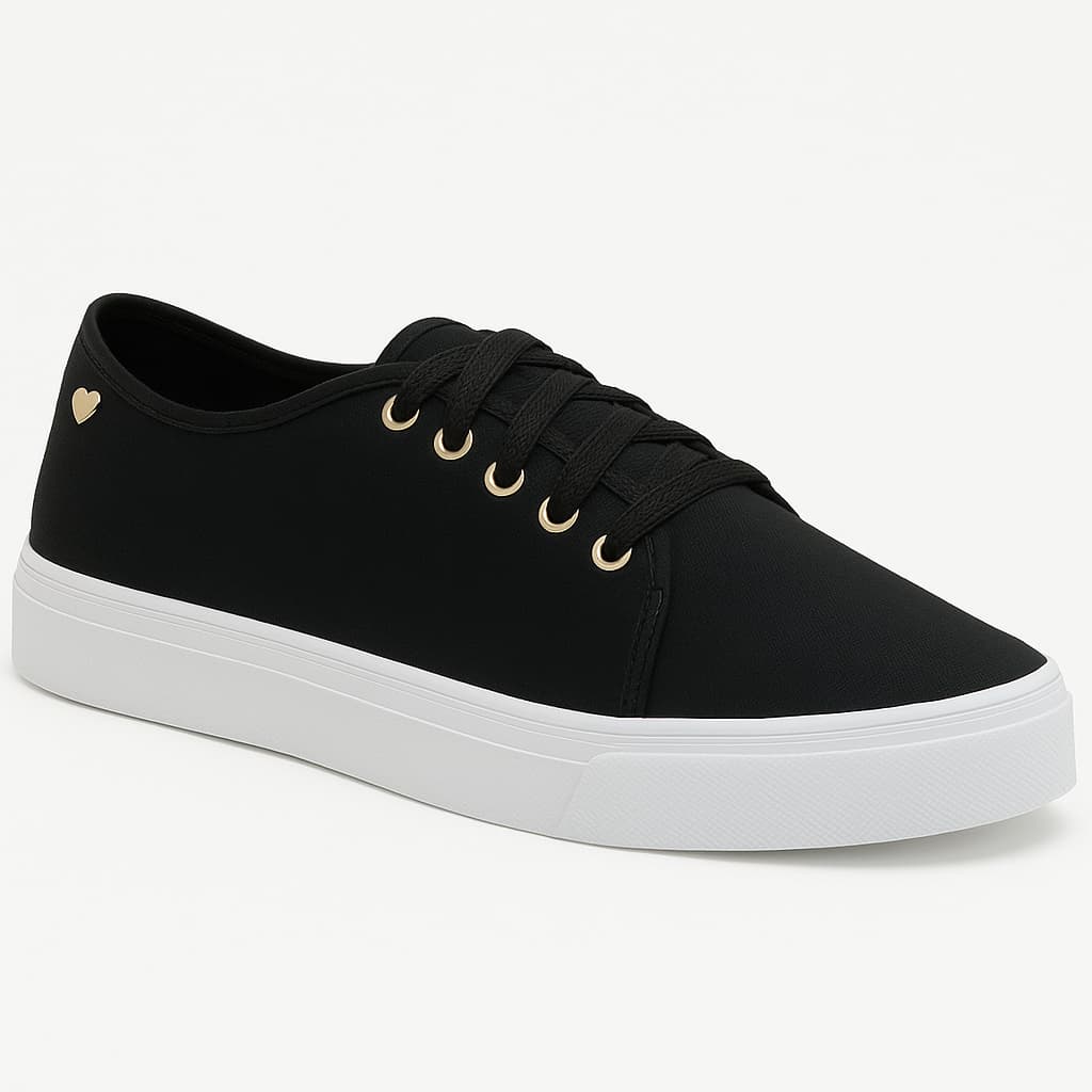 Tênis Feminino Pingente Coração Casual Confortável