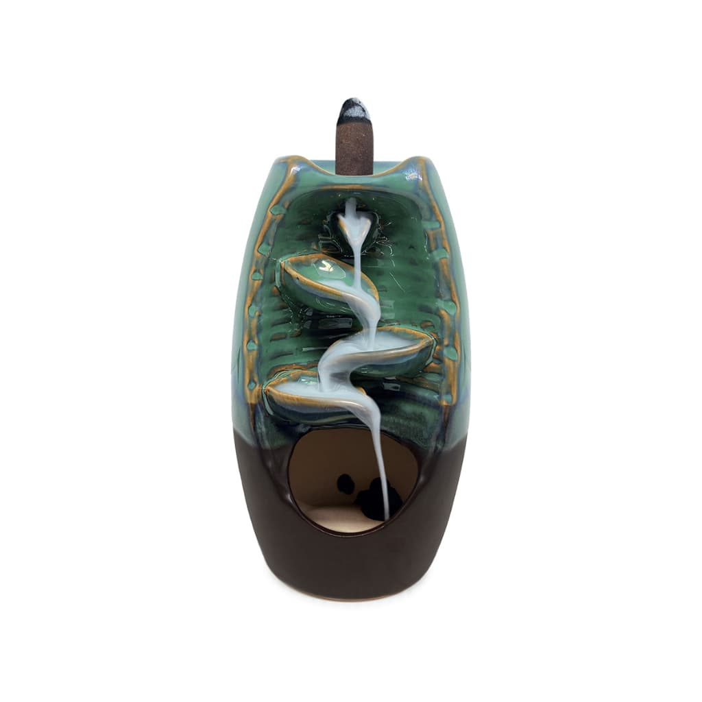 Incensário Cerâmica Cascata Cachoeira 14cm Magia Decoração Esotérica Proteção Energia Mística