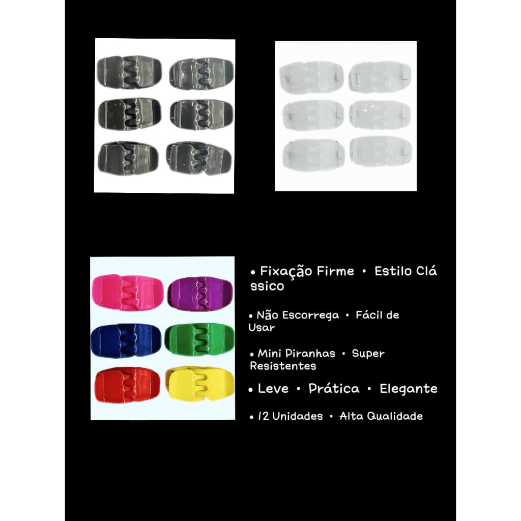 Kit 12/24/36 Piranhas para Cabelo | Presilhas Fortes Antideslizantes | Acessórios Femininos