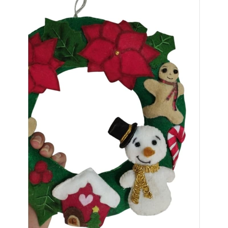 Enfeites Natalinos Guirlanda Natal Feltro santa Fé Decoração