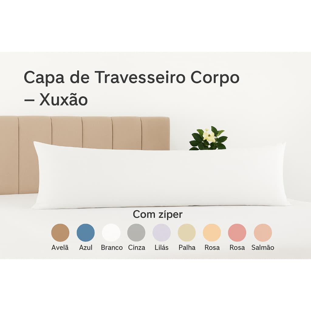 Travesseiro Corpo Xuxão Fronha Avulsa Tecido Percal Lisa 180 Fios