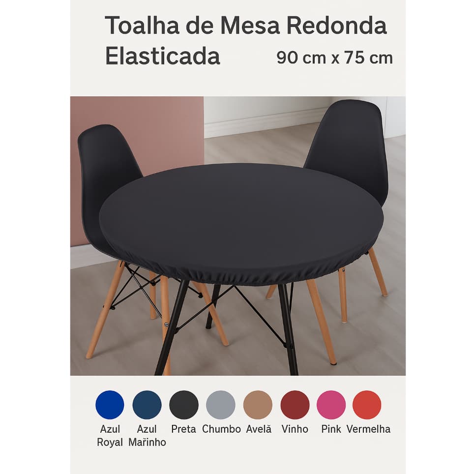 Toalha De Mesa Elástico Redonda Eiffel Eames Charles Tampo Tamanho Cores