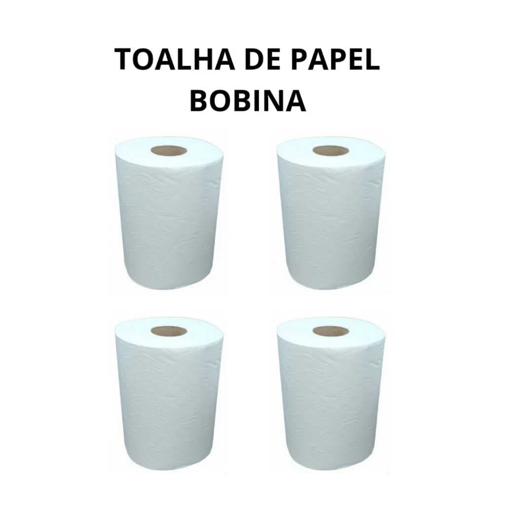04 Rolos Papeis Toalha Bobina 200 metros 20cm 100% Celulose 26 gramas