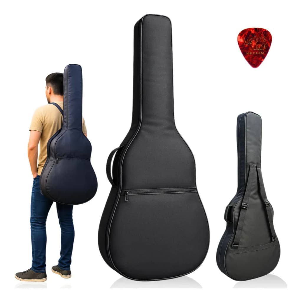Capa Bag Violao Viola Extra Luxo Acolchoada Bolsos Cifra - Capa Completa, Kit Musico... + Palheta Brinde