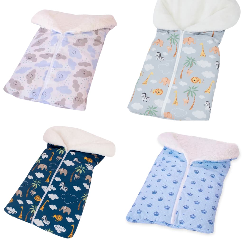 Saco De Dormir Sherpa Casulo Para Bebê Menino Estampado Antialérgico Com Zíper