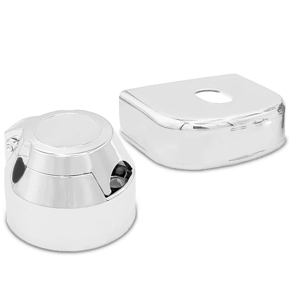 Kit Tomada Cromada E Capa Para Engate Reboque