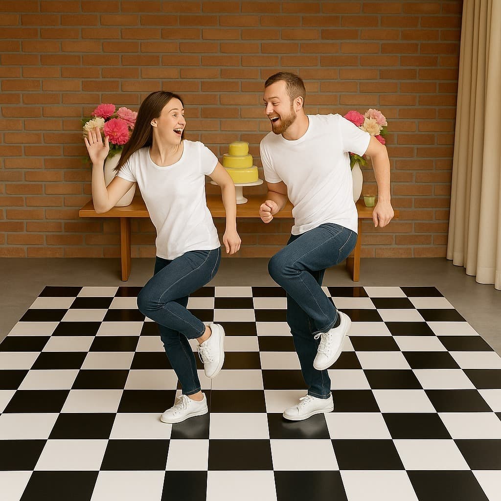 Pista de Dança Xadrez Para festas e Eventos 1.50 x 2.00 Metros Com Dupla Face