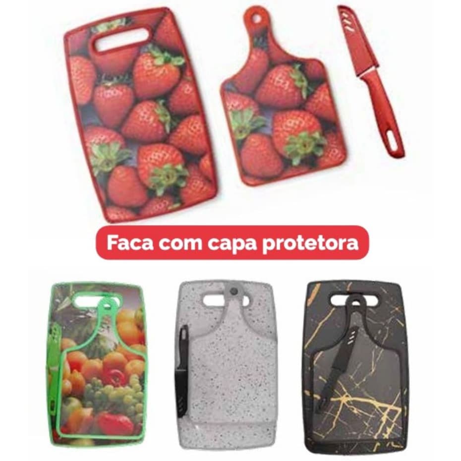 2 TABUAS DE PLÁSTICO MULTIUSO LIVRE DE BPA + 1 FACA