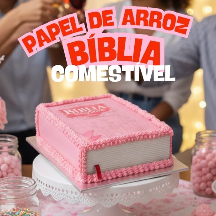 PAPEL DE ARROZ A4 BIBLIA ROSA COMESTIVEL BOLO