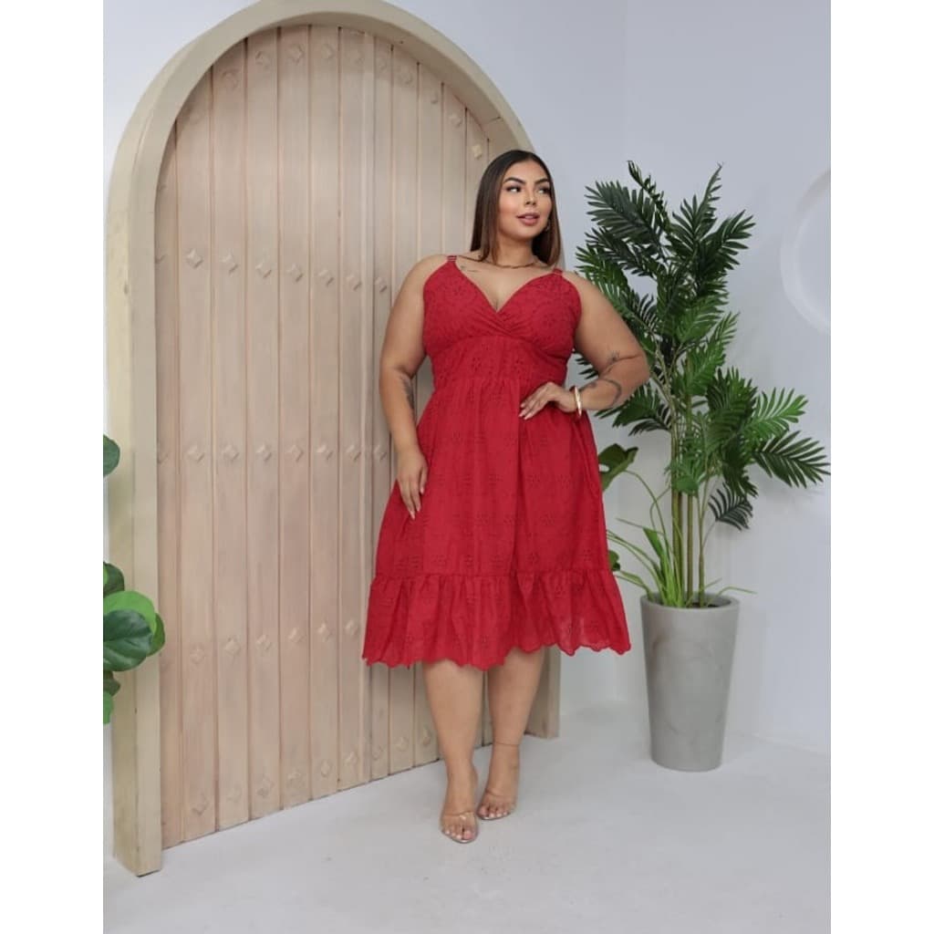 Vestido Plus Size Midi Lesse Alça Fina Tendência Confortável
