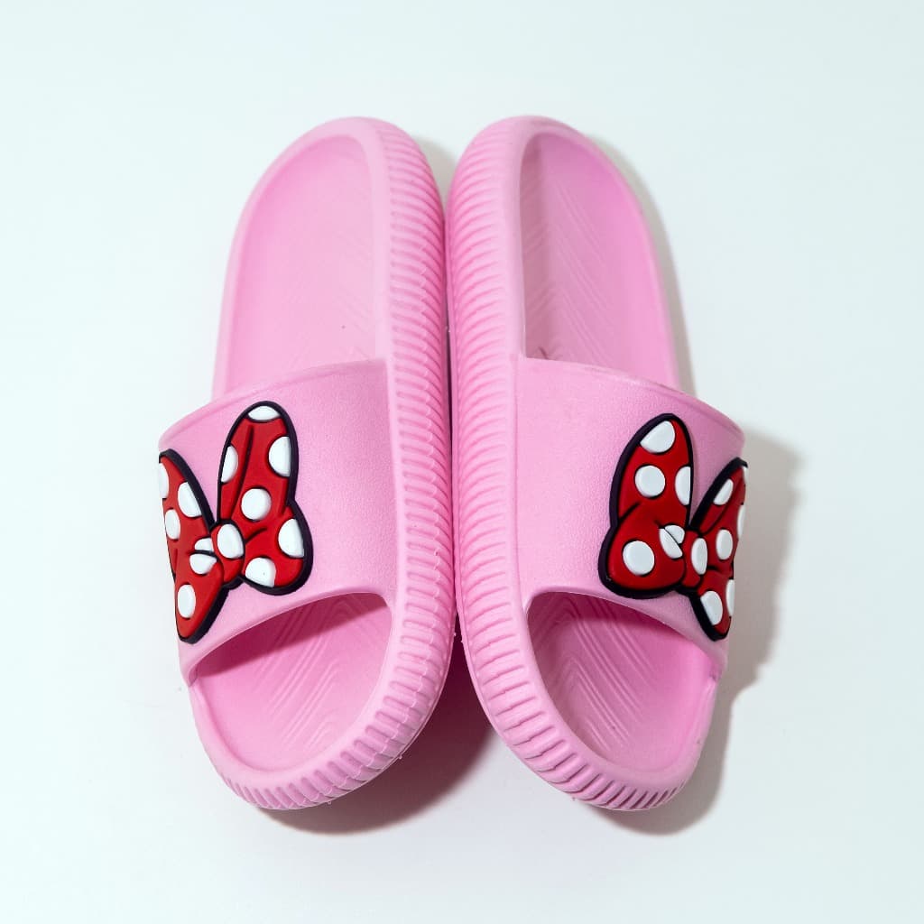 Chinelo Nuvem Minnie Laço Slide Leve Flexível Infantil Juvenil Feminino Rosa
