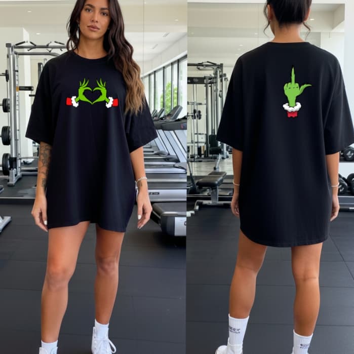 Camiseta feminina tshirt oversized algodão academia treino engraçadas memes blusinhas grinch vibes.