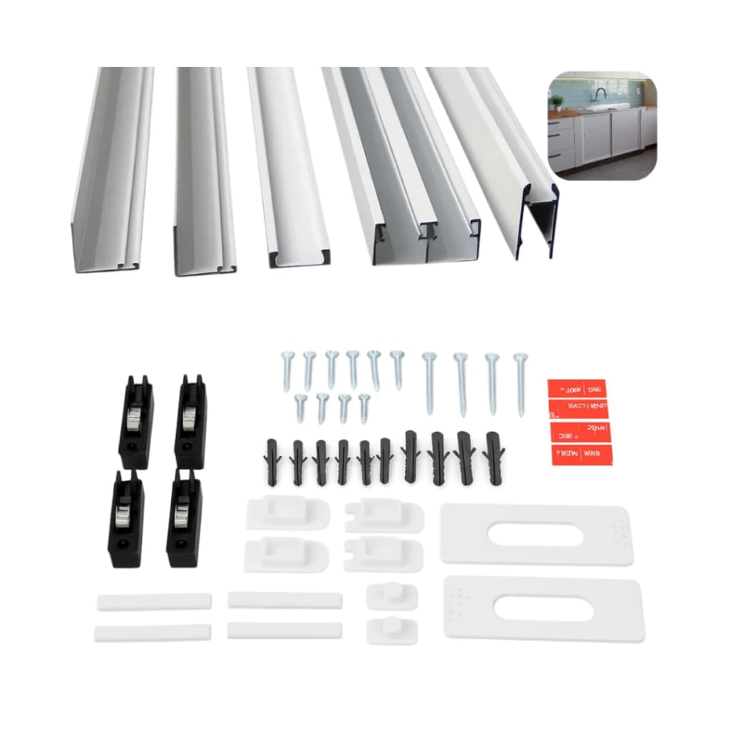 Kit Perfil Pia Alumínio Para Porcelanato Vidro Gabinete 1,00 Altura X 1,50m Largura Preto e Branco