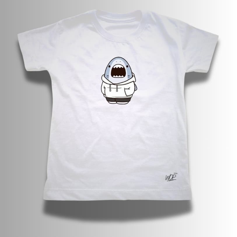 Camiseta Infantil Estampada Shark Fofa Tshirt Camisa Tubarão 100% Algodão Premium Unissex Divertida.