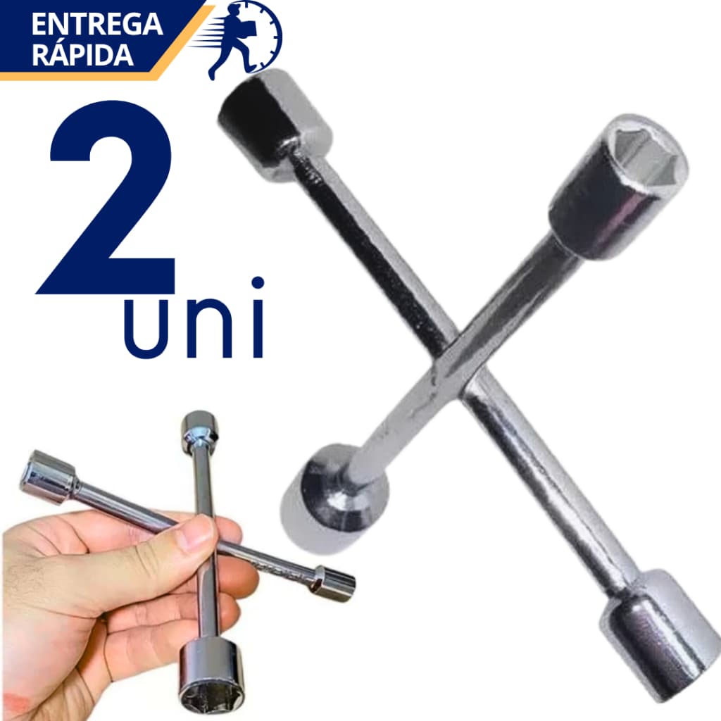 Ferramenta Chave Cruzeta De Roda Cromada Reforçada 4 Pontas Automotiva