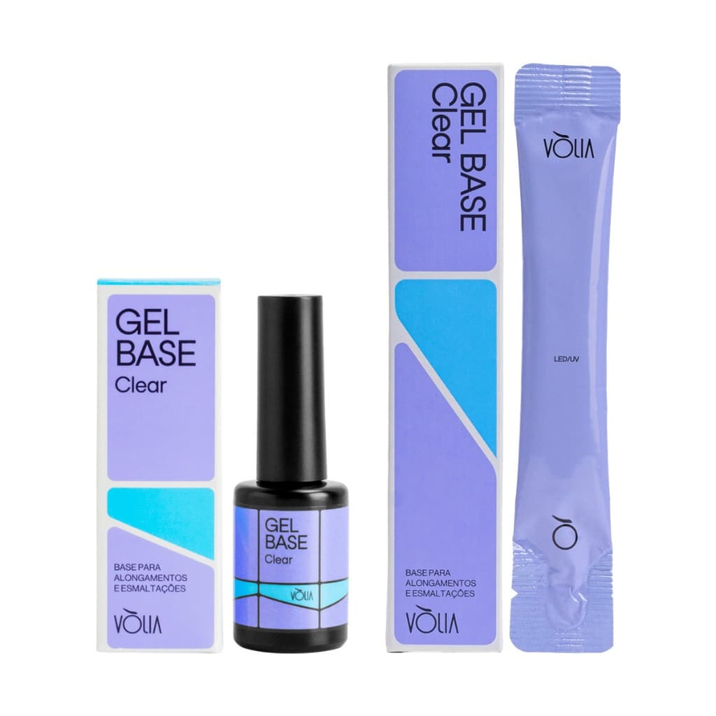 Vòlia Kit Gel Base Sachê Refil + Frasco Blindagem Unhas