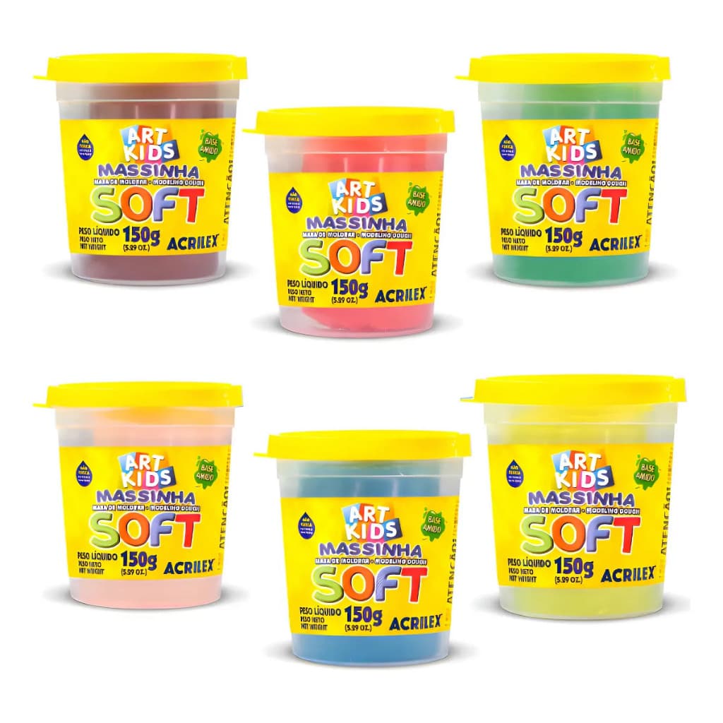 Massa de Modelar Base Amido Massinha 150gr Acrilex Colorida