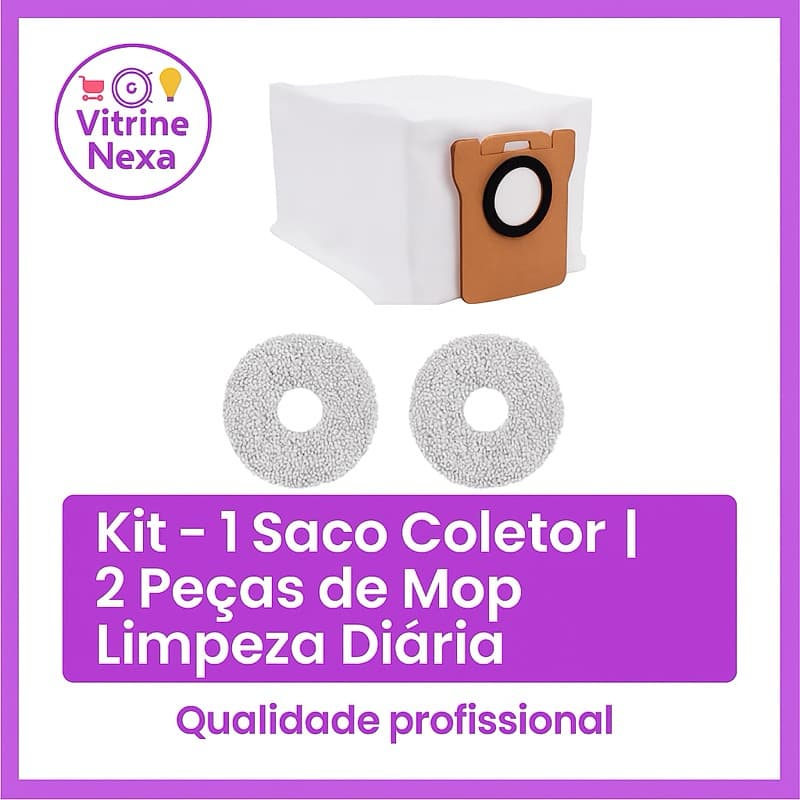 kit 3 Peças Mop | Filtro | Saco Coletor | Compatível com Xiaomi X20+ X10+ S20 Plus