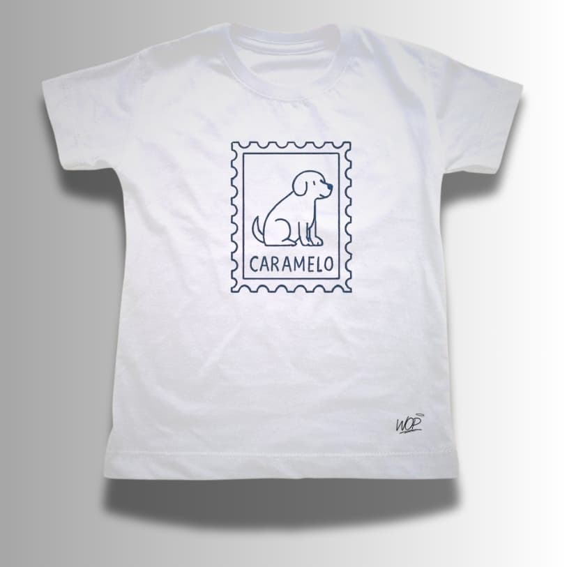 Camiseta Infantil Unissex Tshirt Estampada Cachorro Caramelo Fofa Camisa 100% Algodão Divertida