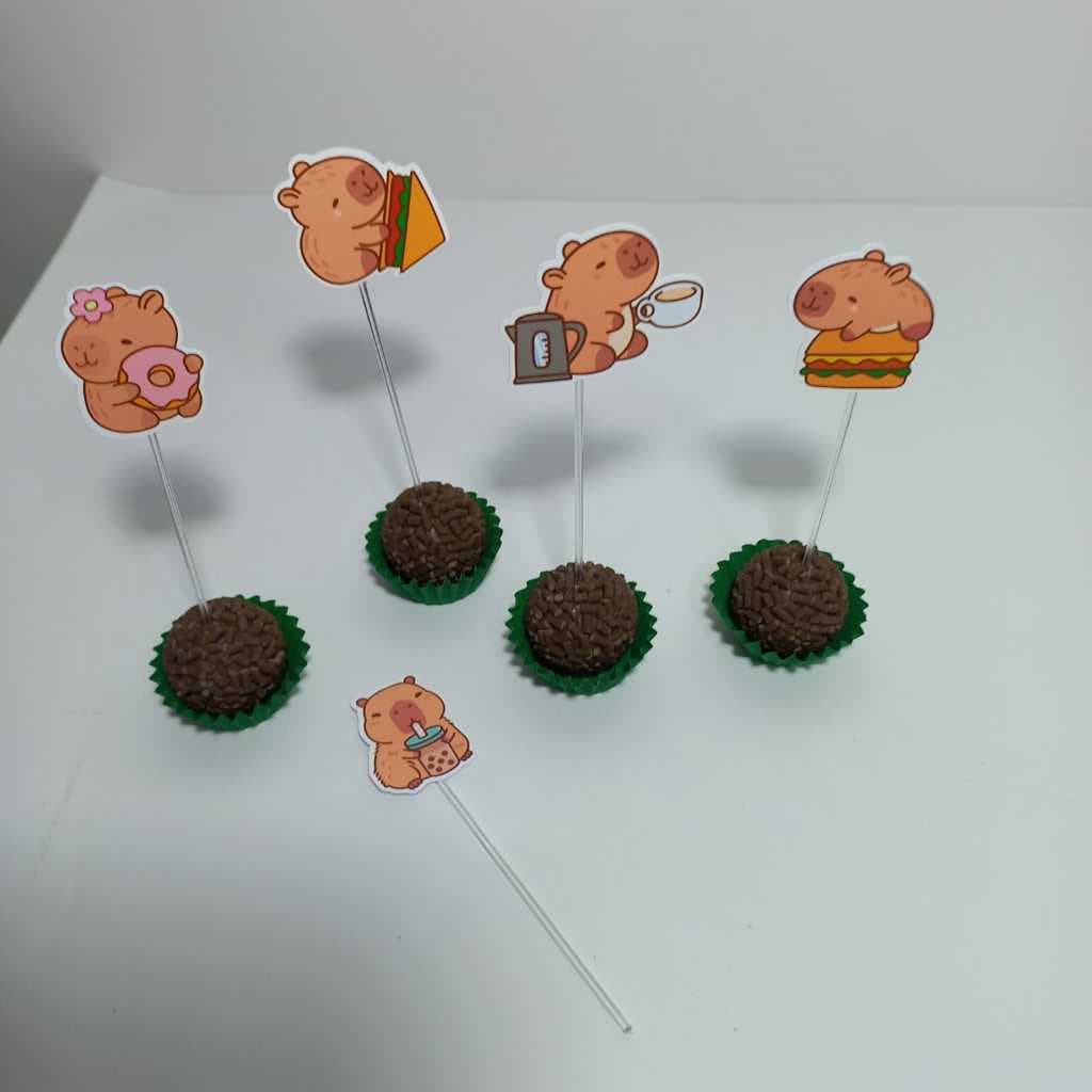 Kit 30 topper para docinho de Capivara, topo para docinho Capivara fofa, Capivara Cute