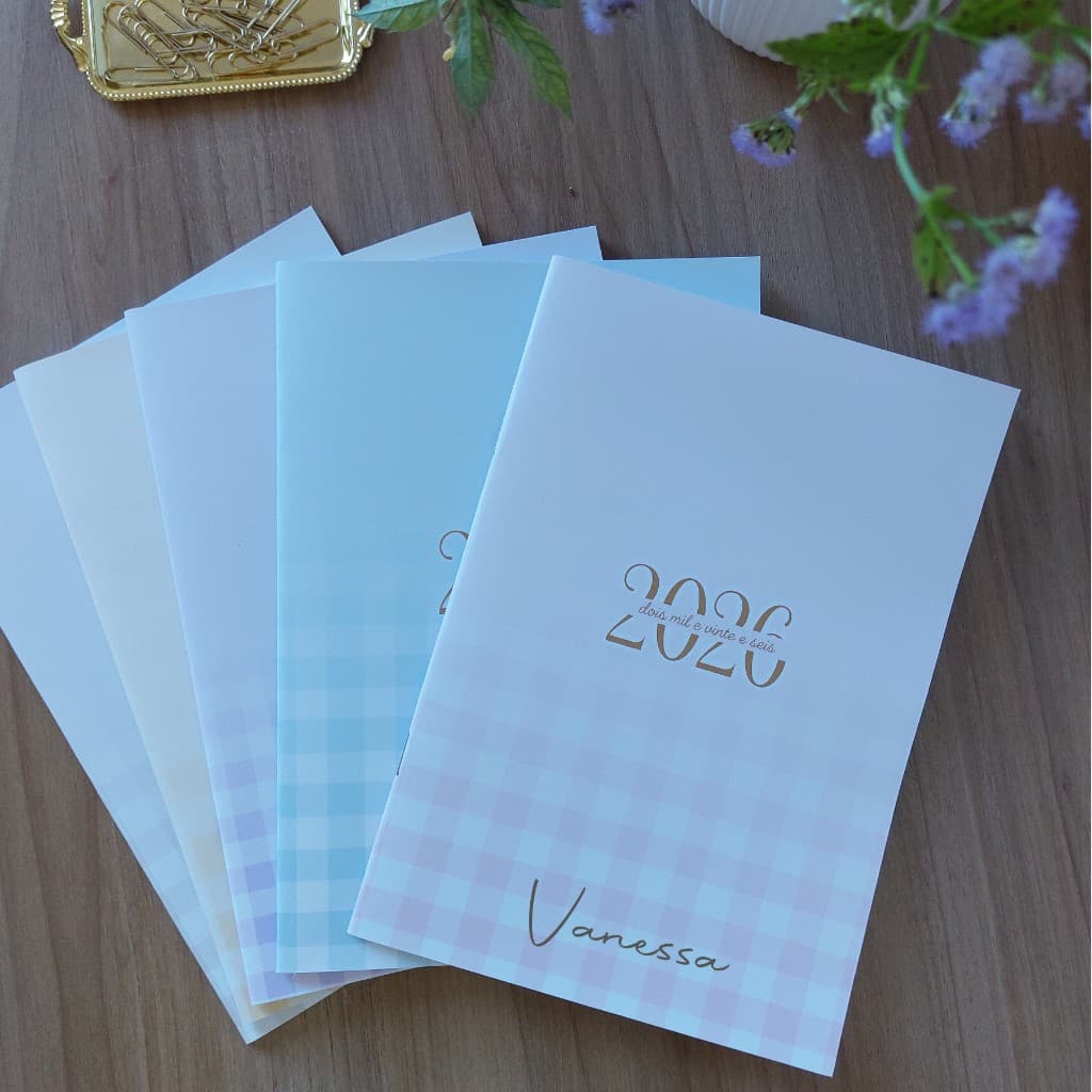 Planejador mensal 2026 personalizado com nome brochura