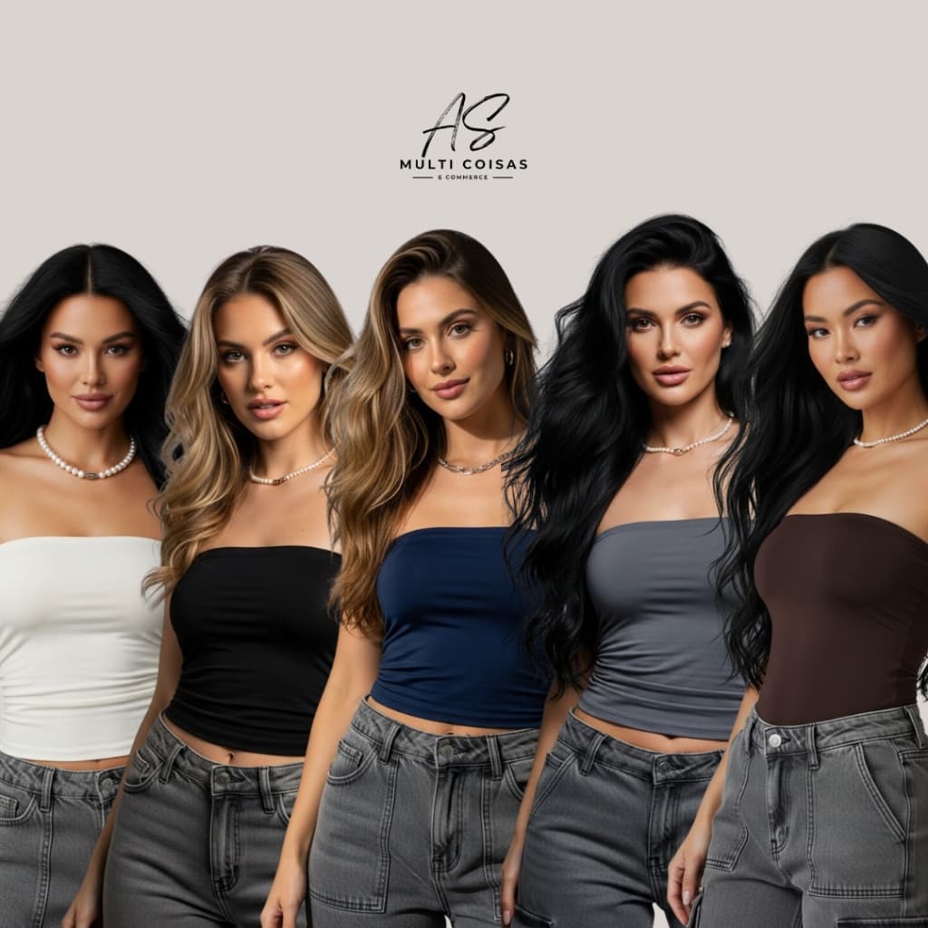 Top Faixa Tomara Que Caia Cropped Com Elastico Tecido Suplex Promoção Imperdível  Básico e Moderno