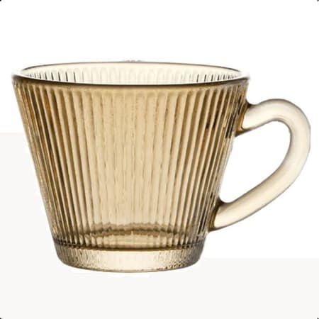 Jogo de Xícaras de café 90 ml Âmbar, Jogo 6 Peças Canecas Cristal douradas Luxuoso.