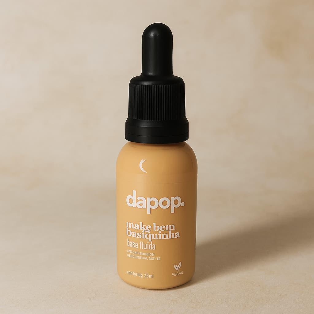 Dapop Base Fluída Make Bem Basiquinha Vegano Livre de Óleos Tenha uma Pele Impecável Maquiagem Certa