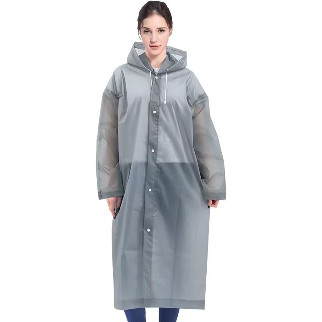 Capa de Chuva Transparente Longa e Grossa com Capuz | Impermeável e Reutilizável