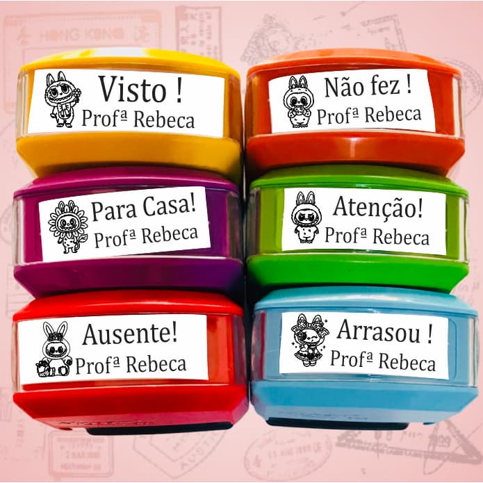 Kit de carimbos Labubu - Carimbos Pedagógicos LABUBU - Automáticos Nykon