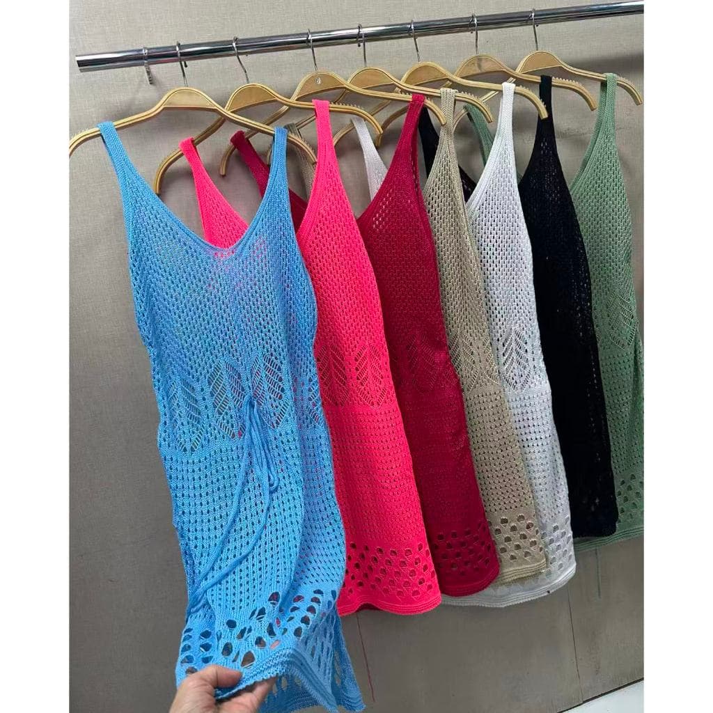 Swim Regata de Tricô Vazado e Casual Feita em Crochê para Mulheres, Moda Minimalista para Uso Diário/Férias