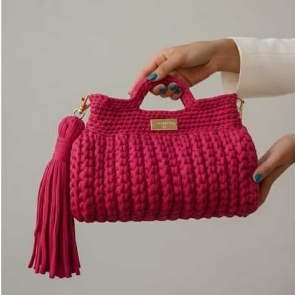 Bolsa de crochê/Bolsa redonda com alça de mão estilo Clutch