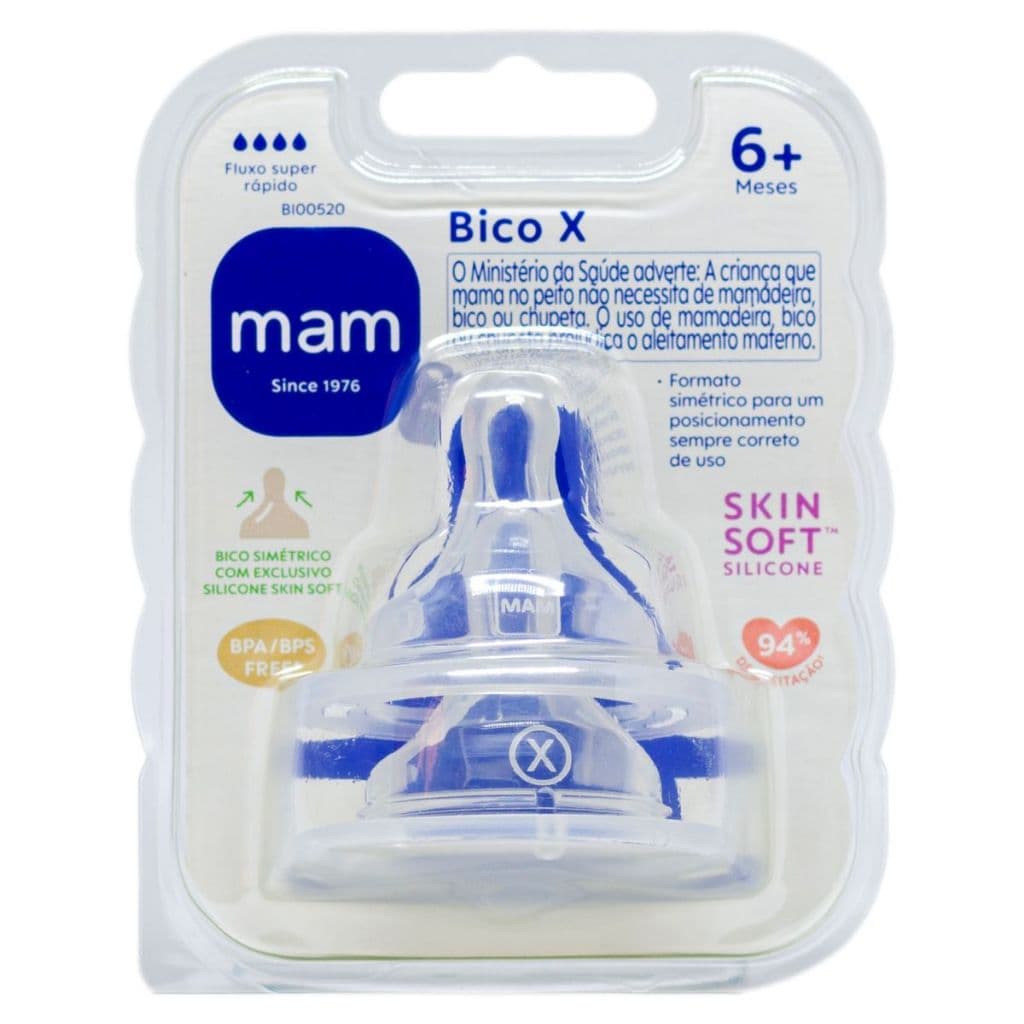Kit 2 Bicos X Mamadeira Mam Easy Start ou Easy Active Fluxo Super Rápido 6+ Meses