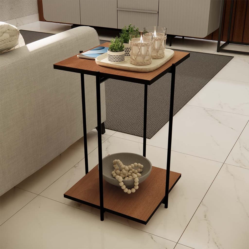 Mesa Lateral Dobrável Industrial – Mesa Auxiliar Alta para Sofá
